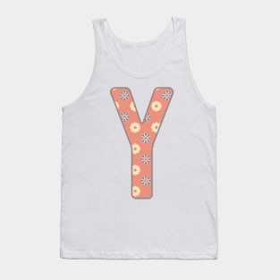 MONOGRAM LETTER Y PINK FLORAL TYPOGRAPHY DESIGN Tank Top